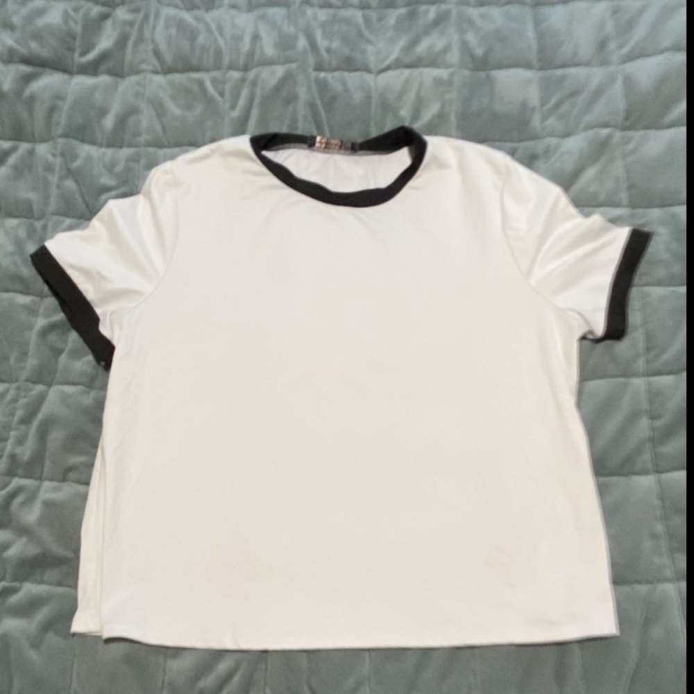 White and Black Crop Top